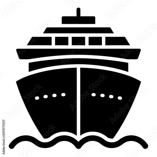Cruise ship icon isolated on transparent background for travel and vacation web.