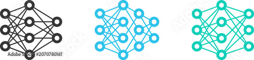 Valokuva Three neural network diagrams with different levels