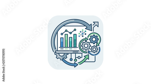 Business performance automation chart icon.