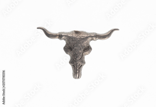 Obraz na płótnie Horned bull brooch isolated on white background