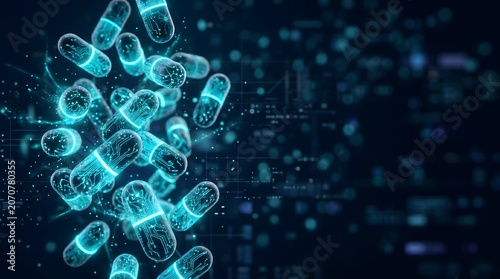 Abstract Digital Pill Capsules with Circuit Board Patterns
