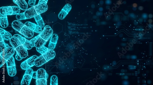 Abstract Digital Pill Capsules with Circuit Board Patterns