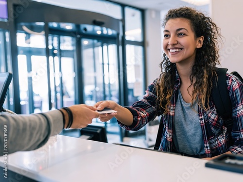 Student Checking In at University Reception Desk