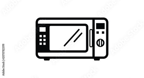 Tableau sur toile Microwave Oven Silhouette Black And White Linear Graphic