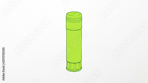 Green glue stick isolated on white background. Practical adhesive stationery item for office work, school projects, and creative crafts.