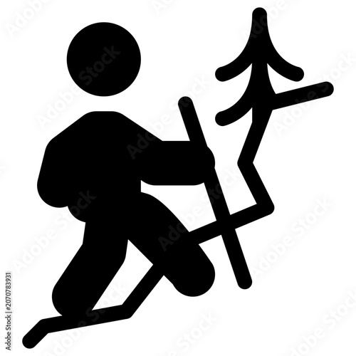 Hiking Trail Solid Icon, Path Mountain, Outdoor Adventure