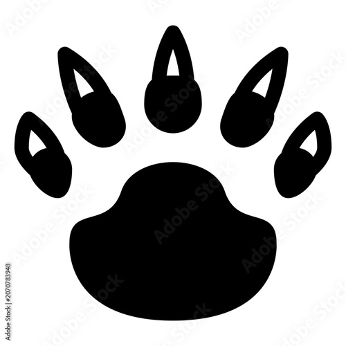 Bear Paw Print Solid Icon, Animal Track, Footprint Wildlife