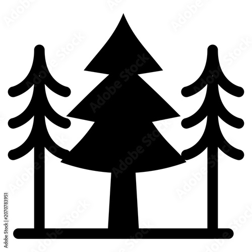 Pine Tree Solid Icon, Evergreen Conifer, Forest Nature