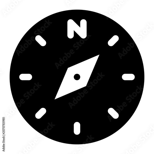 Compass Solid Icon, Navigation Direction, Magnetic Needle