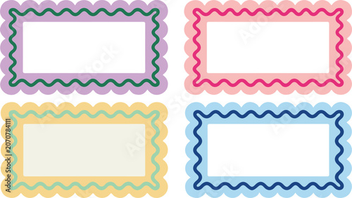 Cute Polaroid Photo Frame Vector Set, Pastel Scrapbook Frame Template with Washi Tape