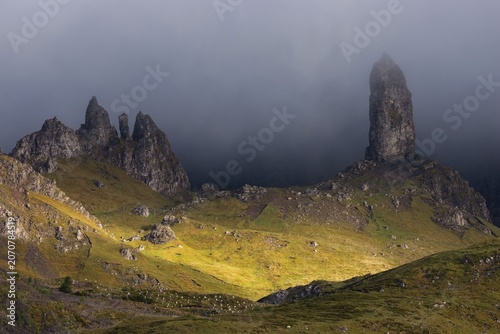 Bizarre formed pinnacles of the old man of Storr mountains