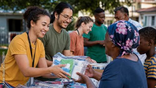 Young volunteers supporting community health outreach and wellness event