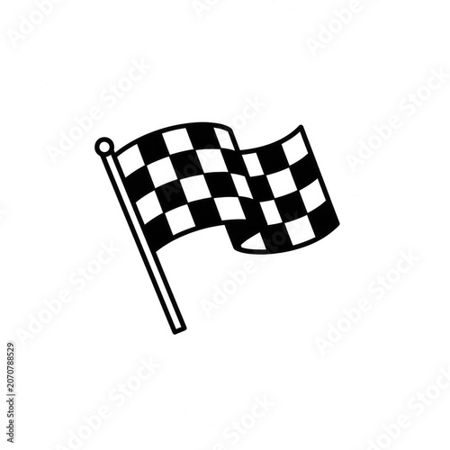 Checkered racing flag icon with checkered competition motorsport