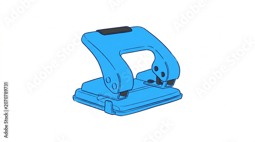 Blue paper hole punch icon isolated on white background. Office stationery equipment used for organizing documents and paperwork.