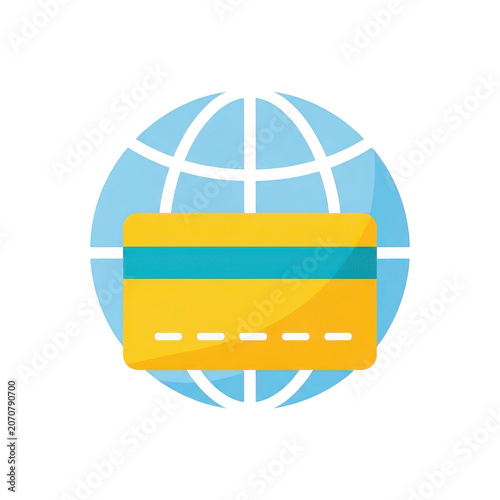 Global online payment concept with credit card and globe, shopping