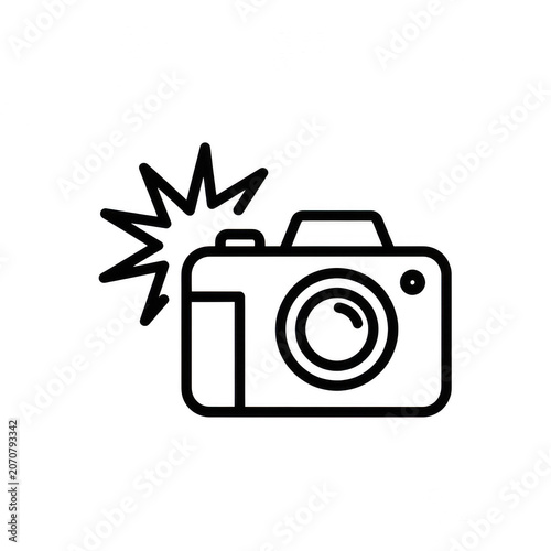Camera with flash icon symbol photography concept, photography