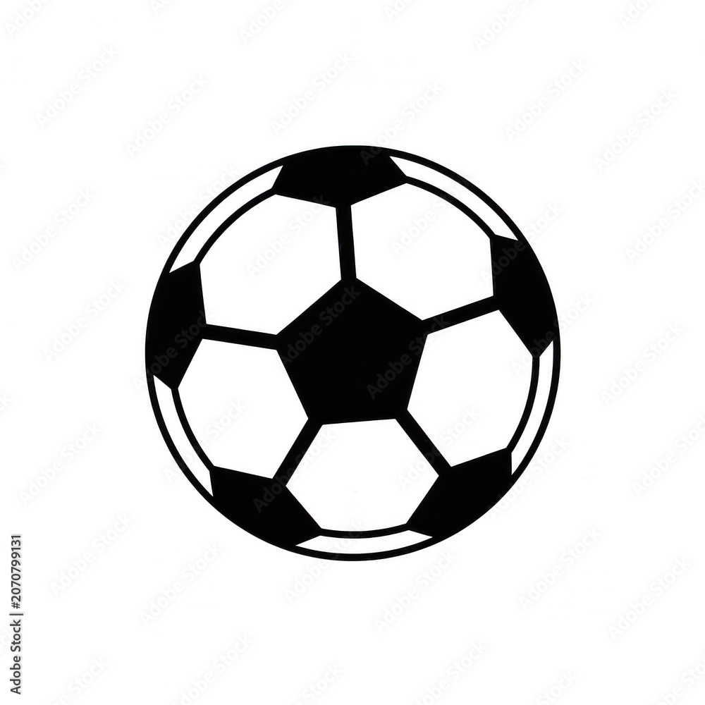 Fototapeta premium Black and white graphic soccer ball illustration with football