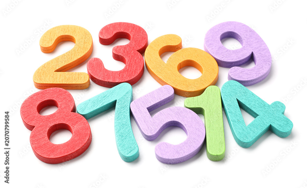 Fototapeta premium Many different colorful numbers isolated on white