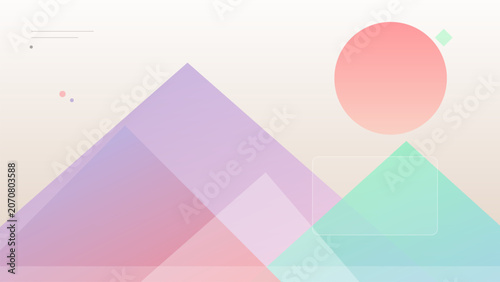 Bild auf Leinwand Modern abstract geometric minimalist landscape mountains sun soft pastel colors