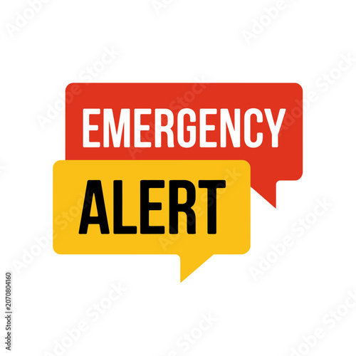 Emergency alert warning speech bubble sign with emergency