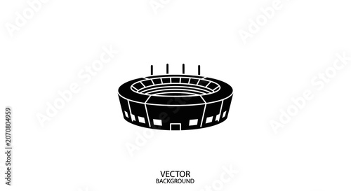 Stadium Silhouette Vector Illustration With Arched Entrances Black On White Silhouette