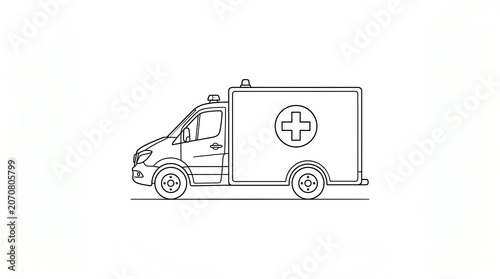 Ambulance van with medical cross symbol
