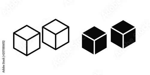 Bild auf Leinwand Cube icon silhouette and outline pack