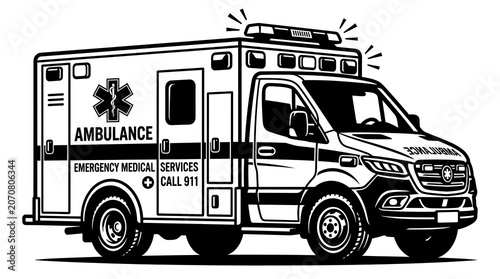 Ambulance vehicle with emergency medical services sign