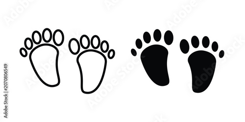 Cuadro en lienzo Foot icon silhouette and outline pack
