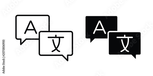 Obraz na plátně Language icon silhouette and outline pack