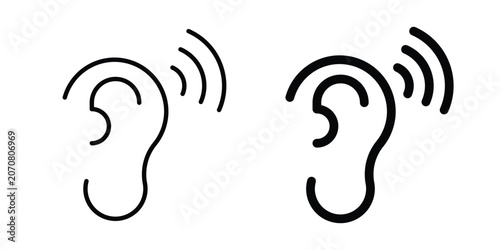 Obraz na plátně Listening icon silhouette and outline pack