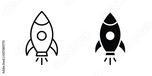 Obraz na płótnie Rocket icon silhouette and outline pack