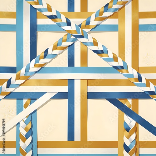 Vector geometric pattern of traditional Austrian Maypole festival ribbon weaving