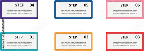 Obraz na plátně Multicolored step buttons with numbers on white background
