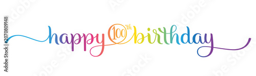 Foto HAPPY 100th BIRTHDAY colorful brush calligraphy banner on transparent background