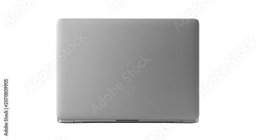 Schilderij op canvas Top view of closed silver metallic laptop computer lid