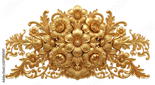 фотографія Luxury golden baroque style floral arrangement vignette ornament