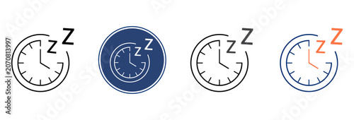 Obraz na plátně Set of sleeping clock icons with z letters representing time for rest and nap ti