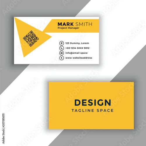 Business card template with yellow and white design
