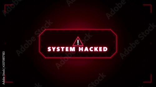 System hacked alert warning sign cyber security breach digital interface background