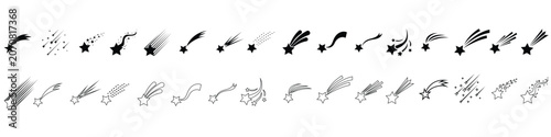 Collection of starburst and shooting star graphic design elements
