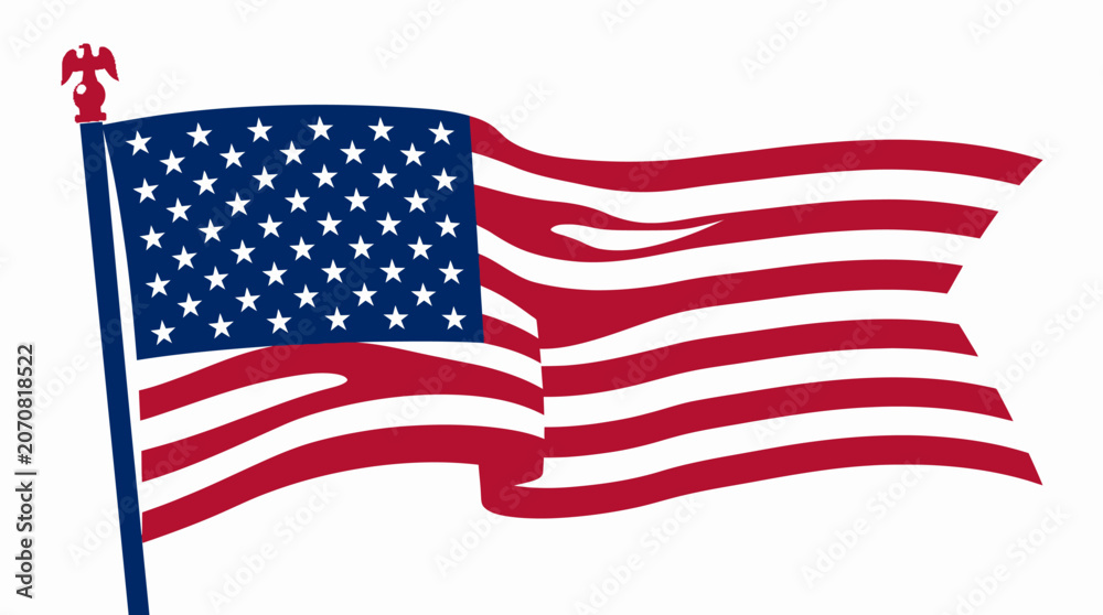 Fototapeta premium American flag, USA flag, waving flag, patriotic symbol, national emblem
