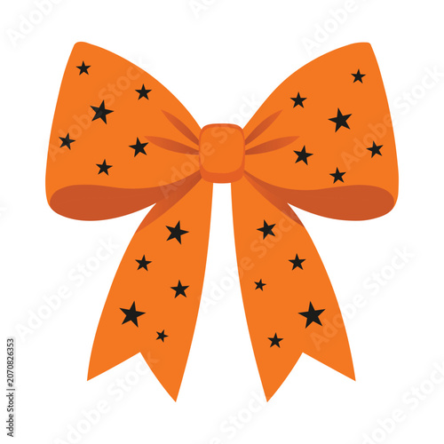 Orange Bow with Black Stars