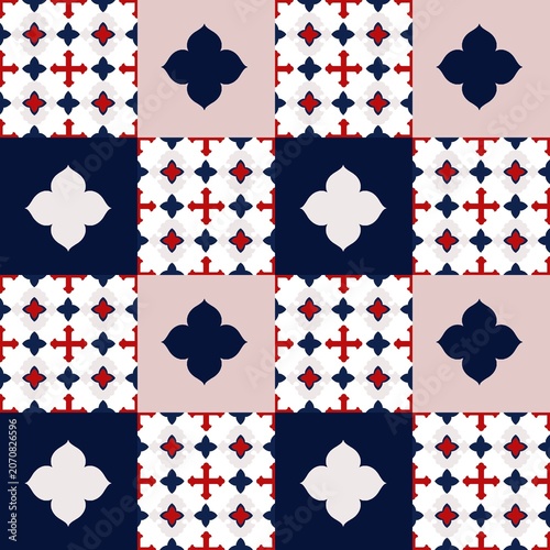 Blue White Mosaic Tile Pattern