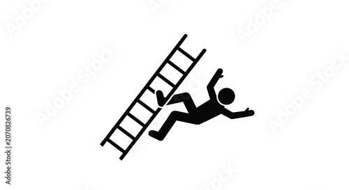 Fotografía Falling person near ladder black silhouette accident