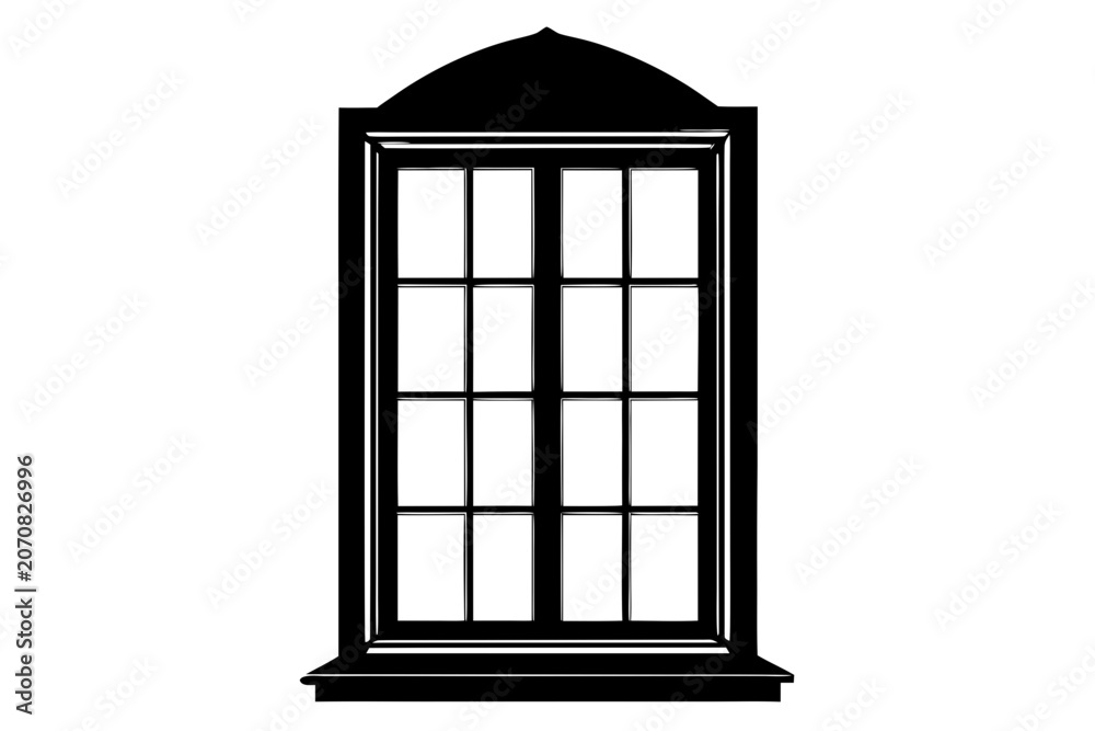 Obraz premium Window silhouette vector, Window icon black symbol
