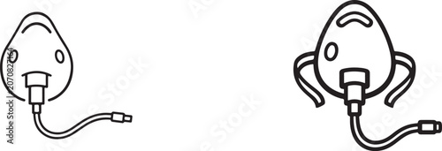 Foto Oxygen mask icon set isolated on white background