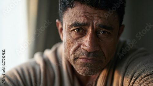 Invisible illness workplace middle-aged Latin American athletic man