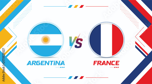 Fotografía Argentina vs France Football Match Banner Template with National Flag Icons and