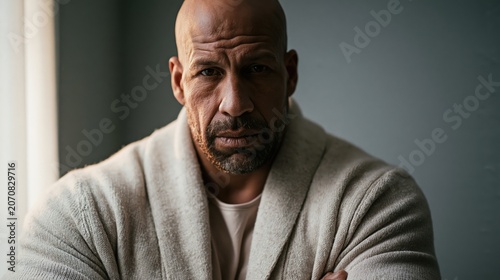 Invisible illness workplace Latin American middle-aged athletic man